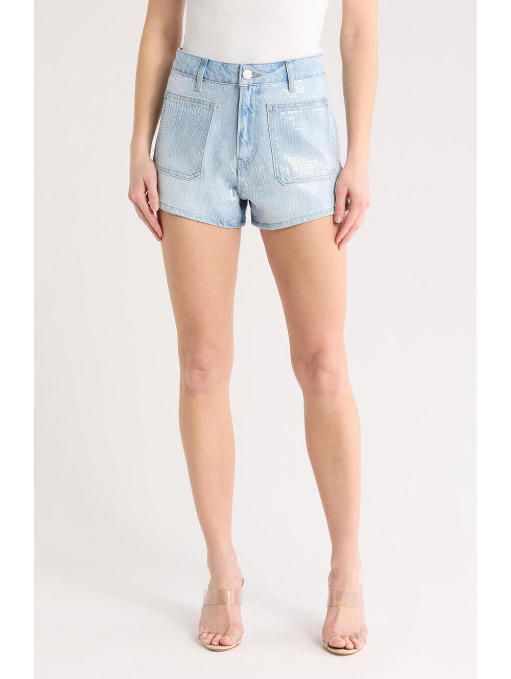 NWT! FRAME Sequin Denim Shorts in Trevi Size 23